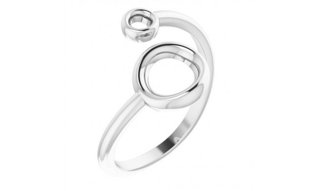 14K White Double Circle Bypass Ring