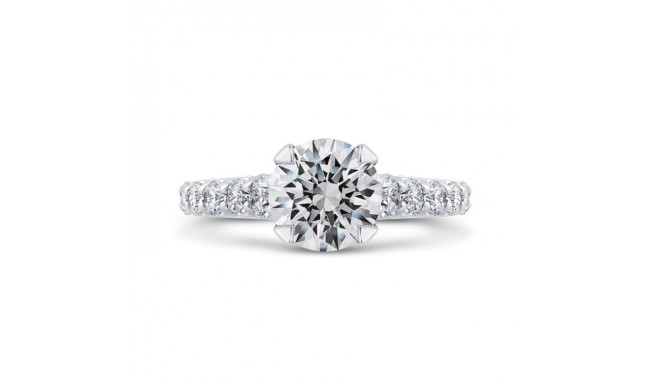 Shah Luxury Round Diamond Engagement Ring In 14K White Gold (Semi-Mount)