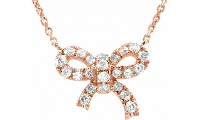 14K Rose 1/6 CTW Diamond Bow 18 Necklace