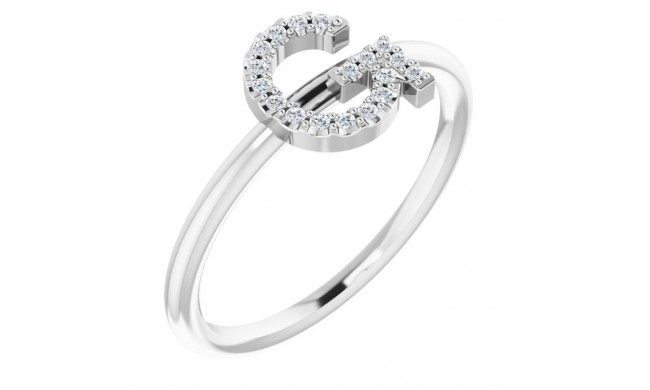 14K White .08 CTW Diamond Initial G Ring