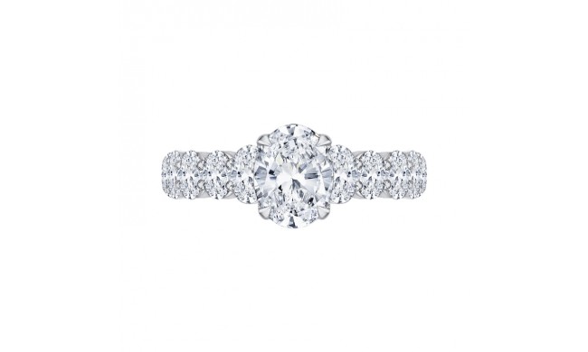 Shah Luxury 14K White Gold Oval Diamond Engagement Ring (Semi-Mount)