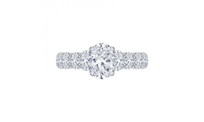 Shah Luxury 14K White Gold Oval Diamond Engagement Ring (Semi-Mount)