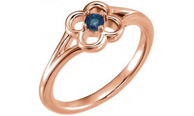 14K Rose Blue Sapphire Youth Flower Ring