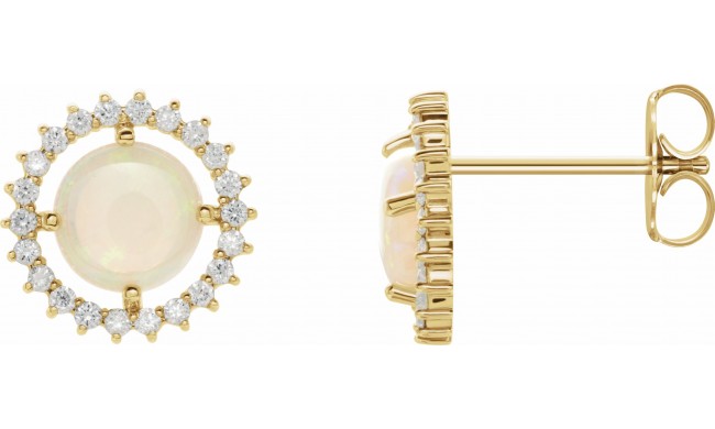 14K Yellow Opal & 1/8 CTW Diamond Earrings