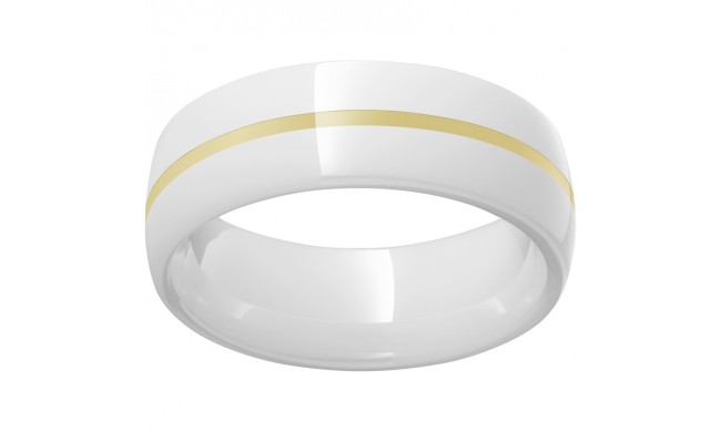 White Diamond CeramicDomed Ring with a 1mm 18K Yellow Gold Inlay