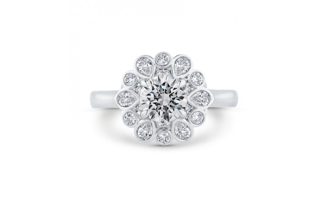 Shah Luxury 14K White Gold Round Cut Diamond Halo Engagement Ring (Semi-Mount)