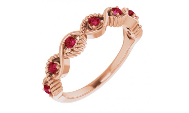 14K Rose Ruby Stackable Ring