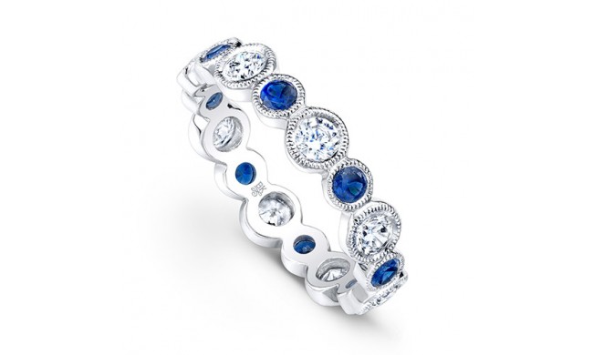 Beverley K 18k White Gold Diamond and Blue Sapphire Band