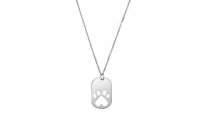 14K White Our Cause for Pawsu2122 Dog Tag 18 Necklace