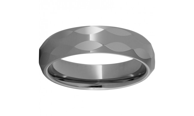 Rugged Tungsten  6mm Domed Band with Oval Facets and Polished Finish