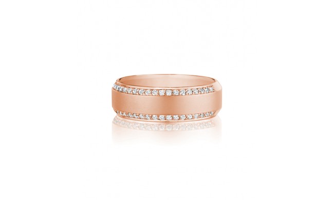 Henri Daussi 7mm Men's Wedding Band MB1 14k Gold Rose 0.45 Ctw.