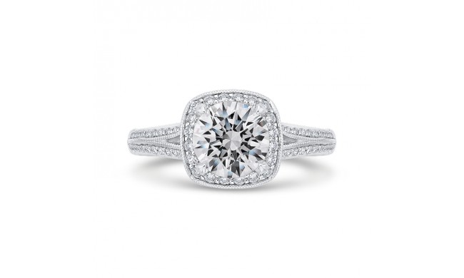 Shah Luxury 14K Two-Tone Gold Diamond Halo Engagement Ring with Euro Shank (Semi-Mount)