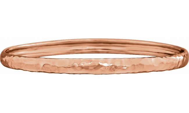 14K Rose 5.1 mm Hammered Bangle 7 1/2 Bracelet