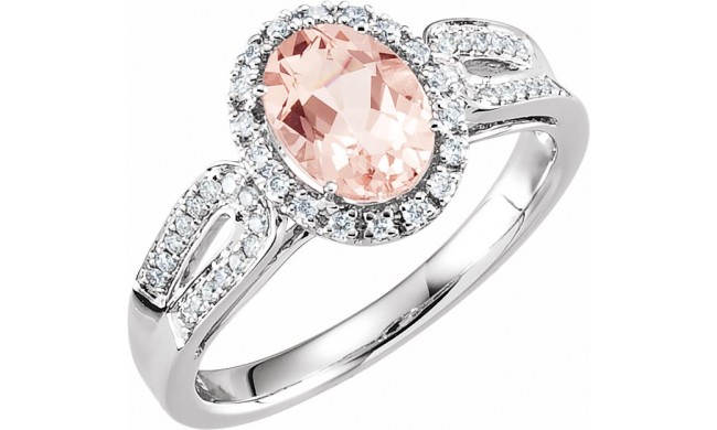 14K White Morganite & 1/5 CTW Diamond Ring