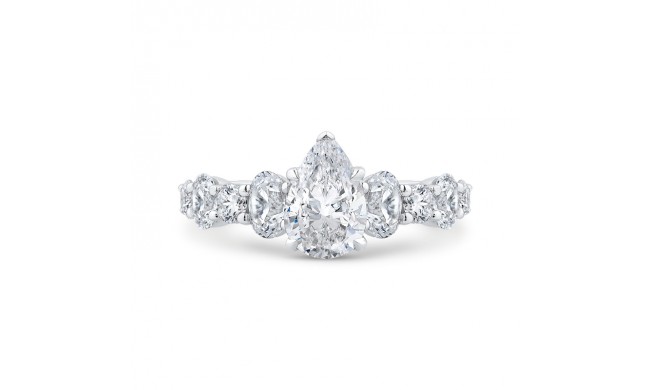 Shah Luxury 14K White Gold Pear Cut Diamond Solitaire Plus Engagement Ring (Semi-Mount)