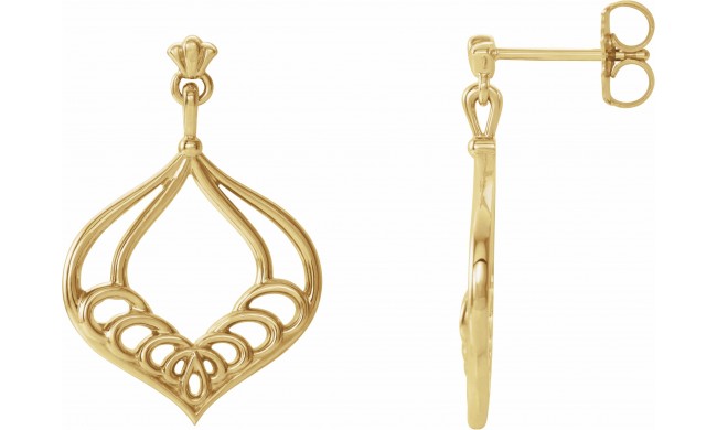 14K Yellow Vintage-Inspired Dangle Earrings