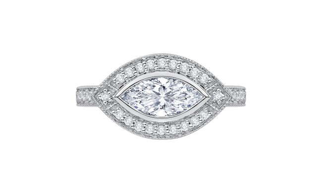 Shah Luxury 14K White Gold Marquise Diamond Halo Engagement Ring (Semi-Mount)