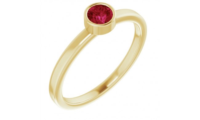 14K Yellow 4 mm Round Ruby Ring