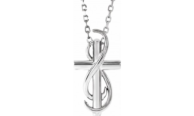 14K White Cross 16-18 Necklace