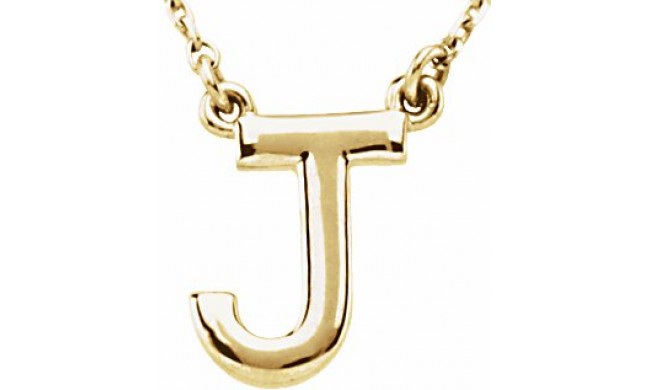 14K Yellow Block Initial J 16 Necklace