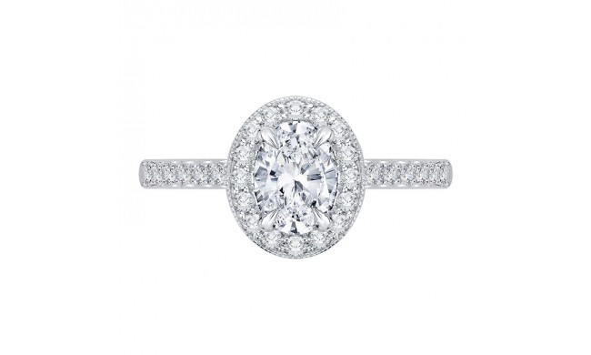 Shah Luxury 14K White Gold Oval Diamond Halo Engagement Ring with Euro Shank (Semi-Mount)