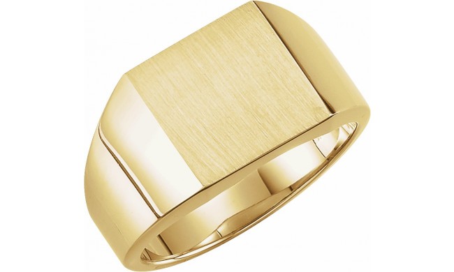 14K Yellow 12 mm Square Signet Ring