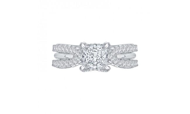 Shah Luxury 14K White Gold Princess Cut Diamond Engagement Ring with Split Shank (Semi-Mount)