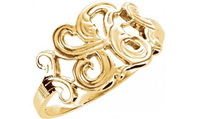 14K Yellow Script Initial A Ring