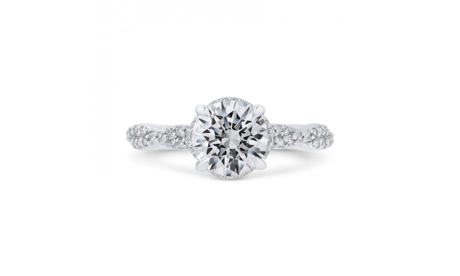 Shah Luxury 14K White Gold Round Diamond Crossover Shank Engagement Ring (Semi-Mount)