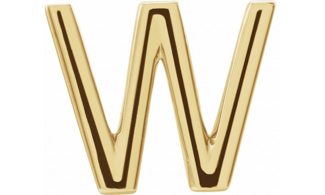 14K Yellow Single Initial W Earring