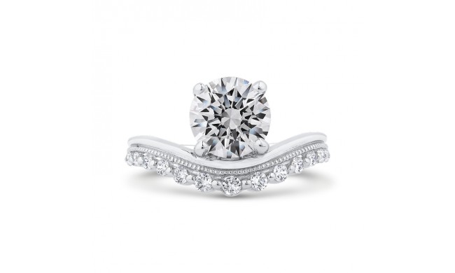 Shah Luxury 14K White Gold Round Cut Diamond Engagement Ring (With Center)