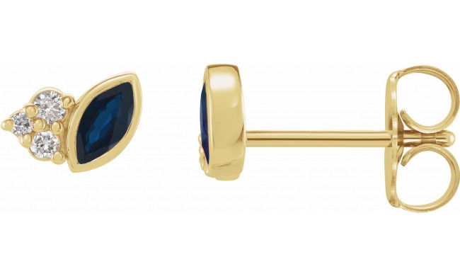 14K Yellow Blue Sapphire & .05 CTW Diamond Earrings