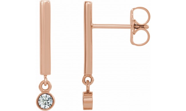 14K Rose 1/8 CTW Diamond Bar Earrings