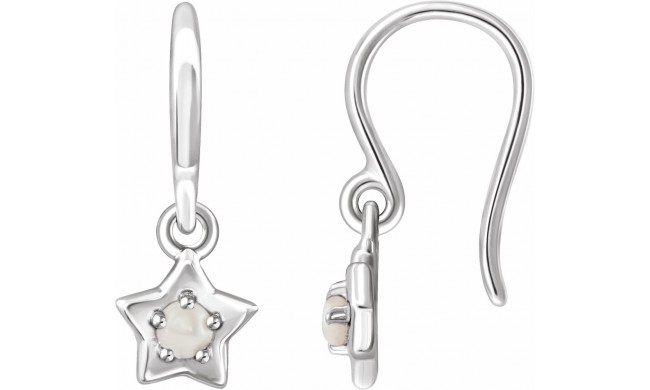 14K White 3 mm Round June Youth Star Birthstone Earrings