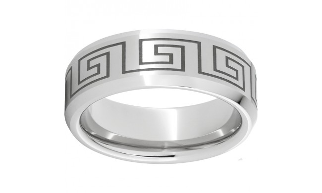 Serinium Beveled Edge Band with a Greek Pattern Laser Engraving