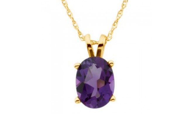 14K Yellow 8x6 mm Oval Amethyst Solitaire 18 Necklace