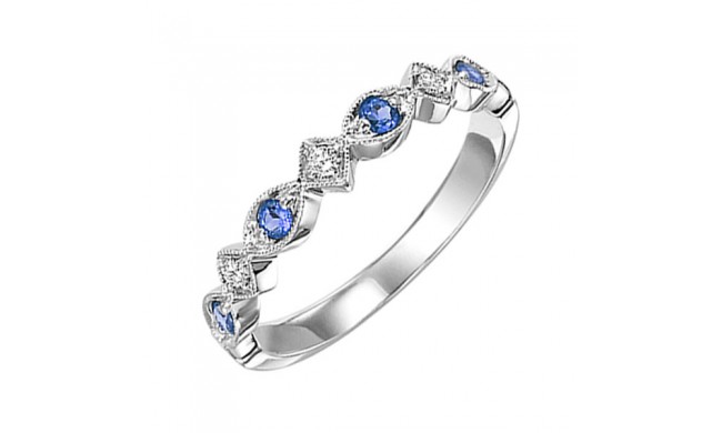 Gems One 14Kt White Gold Diamond (1/20Ctw) & Sapphire (1/6 Ctw) Ring