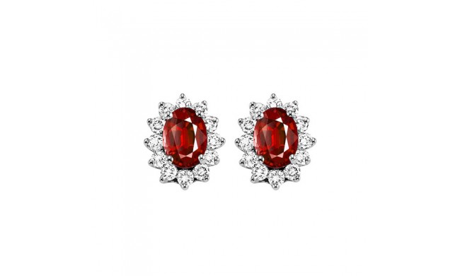 Gems One 14Kt White Gold Diamond (3/8Ctw) & Ruby (1 Ctw) Earring