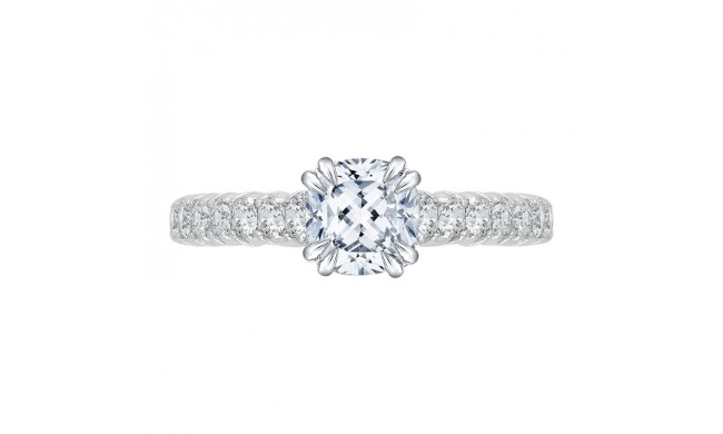 Shah Luxury 14K White Gold Cushion Diamond Cathedral Style Engagement Ring with Euro Shank (Semi-Mount)