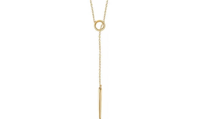 14K Yellow Circle and Bar Y 18 Necklace