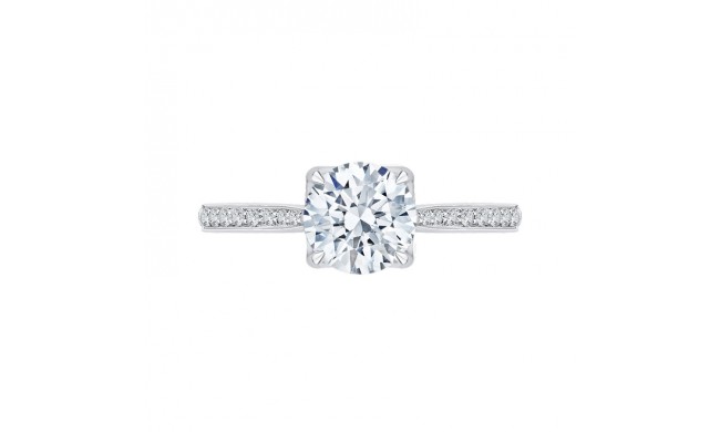 Shah Luxury Round Diamond Cathedral Style Engagement Ring In 14K White Gold (Semi-Mount)