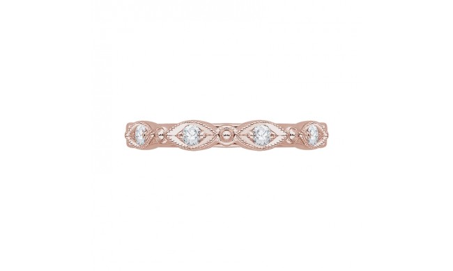 Shah Luxury 14K Rose Gold Round Diamond Eternity Wedding Band