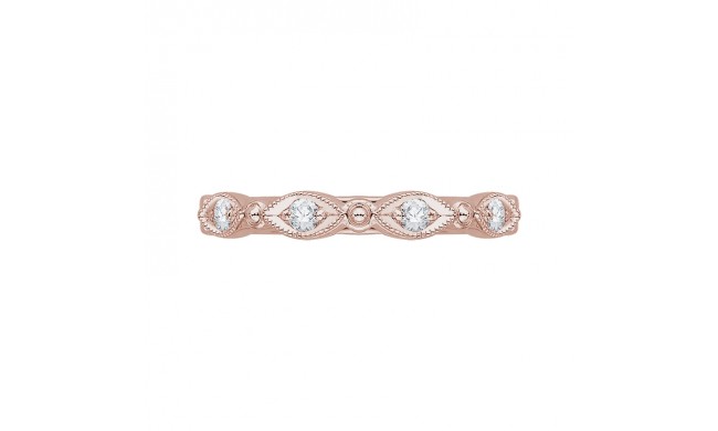 Shah Luxury 14K Rose Gold Round Diamond Eternity Wedding Band