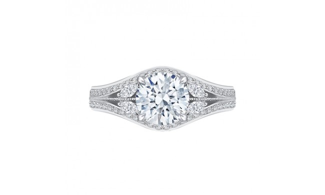 Shah Luxury 14K White Gold Round Diamond Engagement Ring with Split Shank (Semi-Mount)