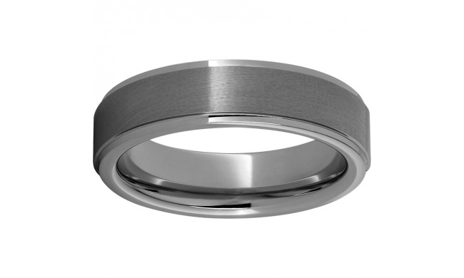Rugged Tungsten  6mm Flat Grooved Edge Band and Satin Finish