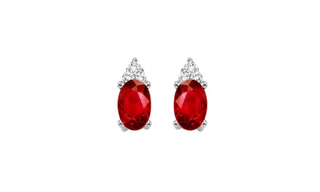 Gems One 10Kt White Gold Diamond (1/20Ctw) & Garnet (5/8 Ctw) Earring