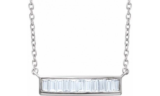 14K White 1/4 CTW Diamond Baguette Bar 16-18 Necklace