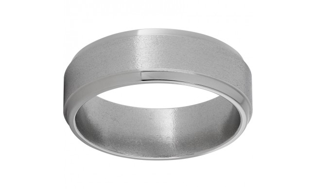 Titanium Flat Band with Grooved Edges and a Stone Finish