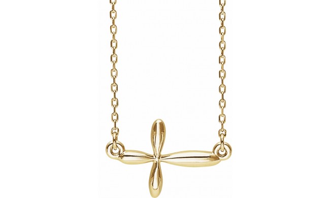 14K Yellow Sideways Cross 16-18 Necklace