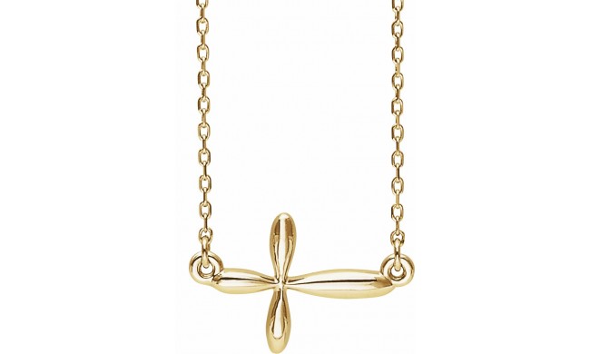 14K Yellow Sideways Cross 16-18 Necklace